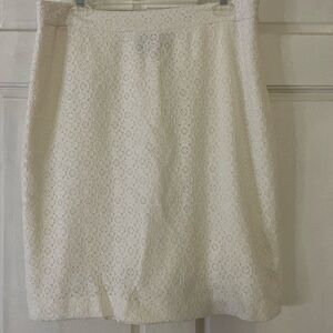 Nine West White Eyelet  Pencil Skirt Size 10